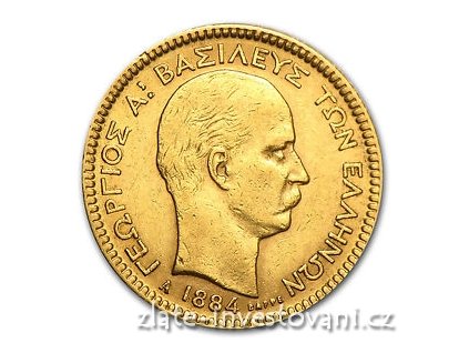 5081 zlata mince 20 drachem 1884 george i