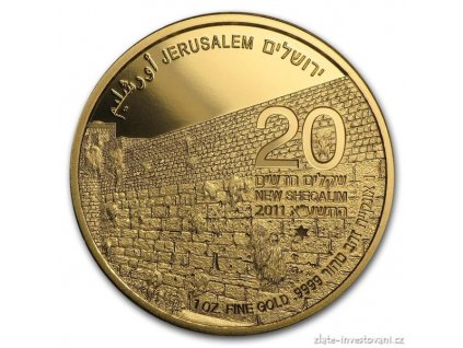 Zlatá mince série Zlatý Jeruzalém-Západní stěna 2011 Proof 1 Oz