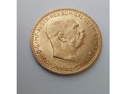 Zlatá Desetikoruna Františka Josefa I.- rakouská ražba 1910-typ velká hlava