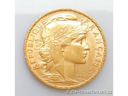 5345 zlata mince francouzsky 20 frank kohout 1907