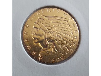 zlatá mince half Eagle indiánský náčelník 1909-5USD
