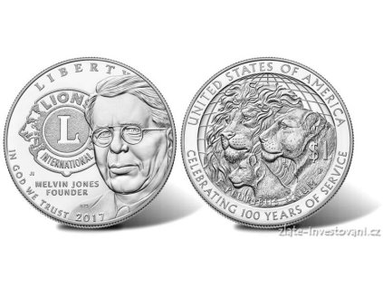 5486 stribrny centennial silver dollar lions clubs 2017 1 oz