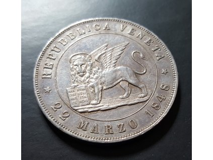 Stříbrná 5 lira 1848 V