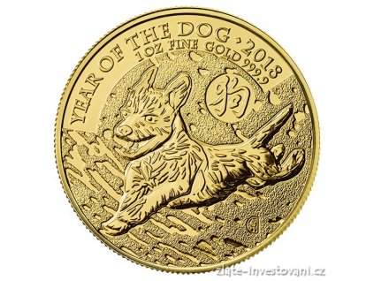 Investiční zlatá mince lunární rok Psa 2018- British Royal Mint 1 Oz