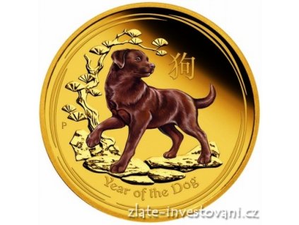 5939 investicni zlata mince rok psa 2018 lunarni serie ii kolorovana verze 1 oz