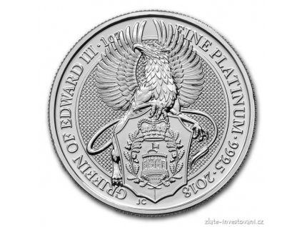 6239 investicni platinova mince griffin kralovny anglie 2018 heraldicka serie 1 oz