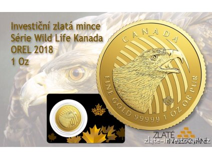 6275 investicni zlata mince orel 2018 serie wild life kanada 1 oz