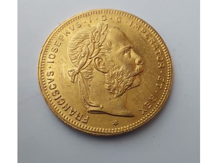 zlatý Osmizlatník-dvaceti frank rakouská ražba 1882-stav 1/0