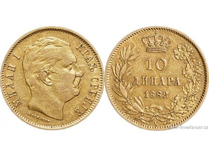 6584 zlaty jugoslavsky 10 dinar milan obrenovic i 1882