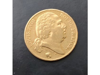 francouzský zlatý 20 frank-Ludvík XVIII.