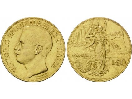 Zlatá 50 lira 1911-Vittorio Emanuelle III.
