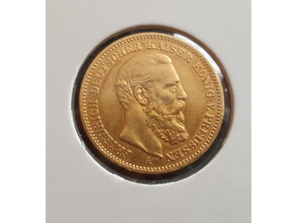 Zlatá mince pruská 20 marka-Friedrich III.
