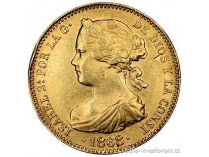 Zlatá mince 10 escudos-Královna Isabelle