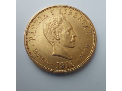 Zlatá mince 10 pesos-Kuba 1916