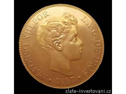 Zlatá mince 100 peset-Alfonso VIII. 1897-1962