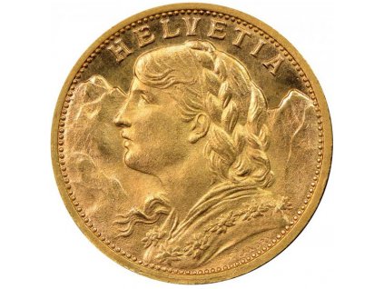 Investiční zlatá mince švýcarský 20 frank-Vrenelli 1898