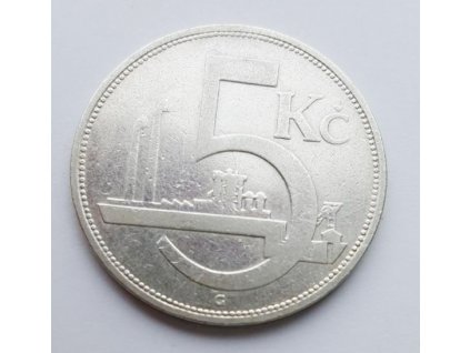 Stříbrná 5 koruna československá 1929