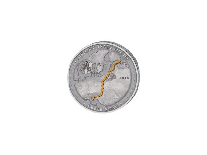 Stříbrná mince 5 Oz Kamerun-Historické obchodní cesty-Amber route 2016-cesta jantaru