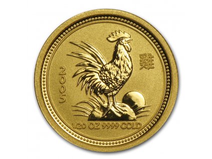 Investiční zlatá mince rok kohouta 2005 1/20 Oz