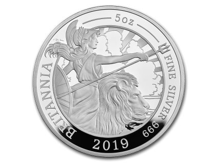 Stříbrná mince Britannia 2019 Silver Proof 5 Oz