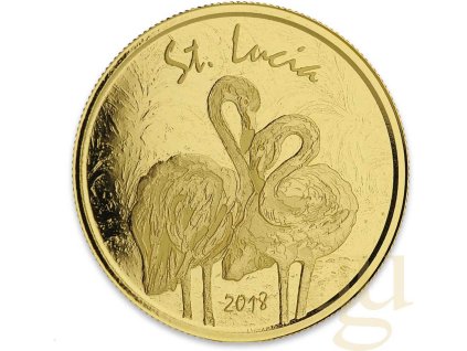 Investiční zlatá mince Dominica 2018 -Saint Lucia-Plameňák 1 Oz