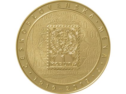Zlatá mince 1 Oz- Zavedení československé měny -10 000 korun-mimořádná ražba 2019 -proof