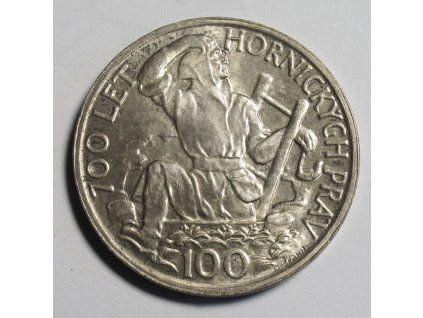 Stříbrná 100 koruna 700 let hornických práv 1949