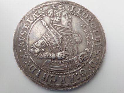 Stříbrný tolar Leopold arcivévoda. 1632-Hall