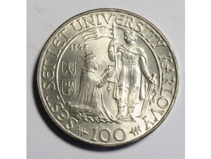 Stříbrná 100 koruna Univerzita Karlova 600 let