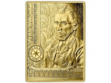 Moderní zlatá mince Selfportrait van Gogh proof 2020