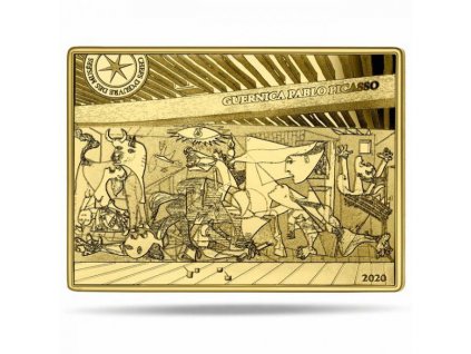 Moderní zlatá mince Guernica Picasso proof 2020 7.78g