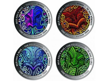 Sada čtyř stříbrných moderních mincí The Four Winds 2 Oz proof 2020