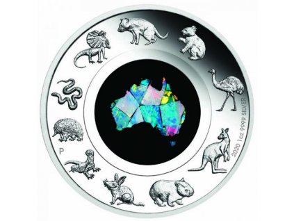 Stříbrná moderní mince Great Southern Land Opal 1 Oz 2020 proof