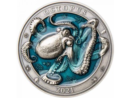 Stříbrná moderní mince Octopus 3 Oz 2021