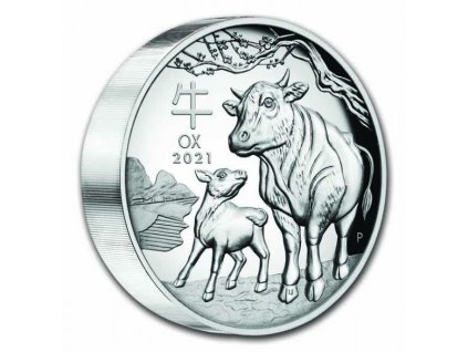 Stříbrná mince rok býka 2021-5 Oz -lunární série III.
