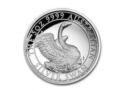 Moderní stříbrná mince Australská Labuť 5 Oz 2020 proof