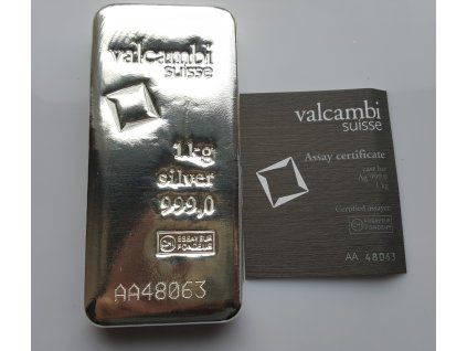 Stříbrná investiční cihla Valcambi1 kg