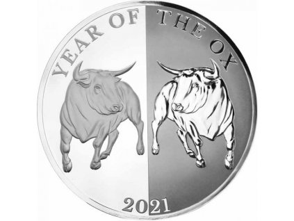 Stříbrná mince rok býka 2021 Lunární série III. Mirror ox 1 Oz proof
