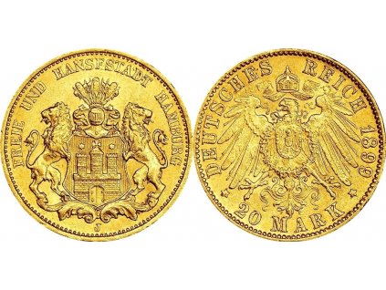 Zlatá 20 marka hanzovní 1899