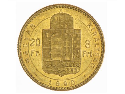 Osmizlatník-dvaceti frank 1890-uherská ražba KB-Fiume