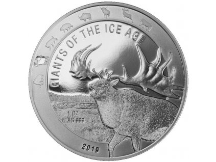 ghana 1 oz silver giants of the ice age 2019 giant deer 5 cedis