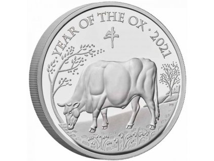 Stříbrná moderní mince Rok Býka 2021 5 Oz proof