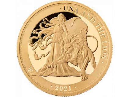 Zlatá moderní mince Una and The Lion 2021 proof 1/4 Oz