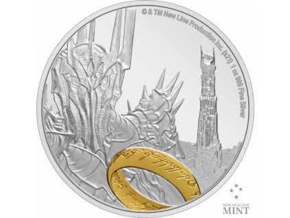 Stříbrná moderní mince Pán prstenů- Sauron 2021 1 Oz proof