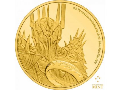Zlatá moderní mince Pán prstenů- Sauron 2021 1/4 Oz proof