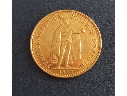 Zlatá 10 korona 1912 K.B-ražební lesk