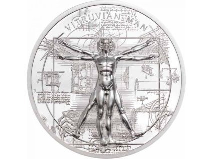 Stříbrná moderní mince Vitruviánský muž 1 Oz proof 2021