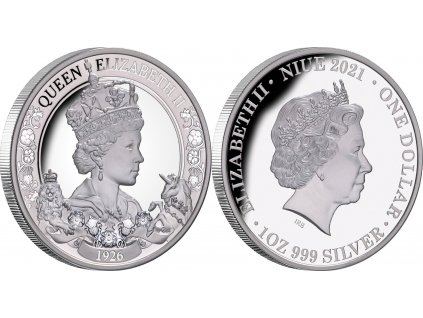 Stříbrná mince k 95. výročí narozenin královny Alžběty II.-2021-proof-Nový Zéland
