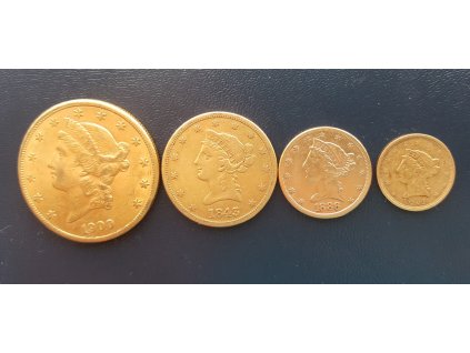 Investiční set zlatých historických dolarů USA-4 mince
