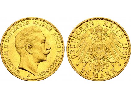 Zlatá 20 marka Vilém II.1902A